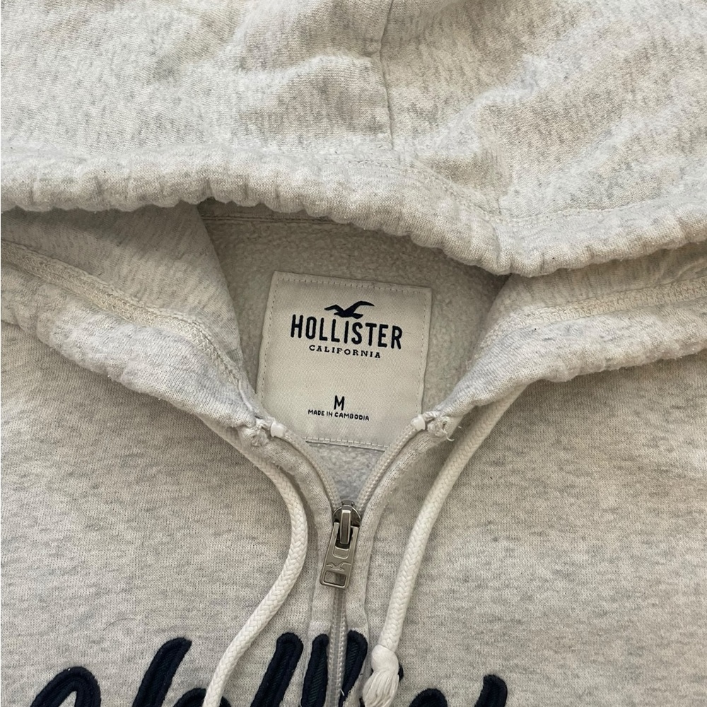 y2k hollister gray oversized embroidered graphic hoodie sweatshirt sweater - Picture 5 of 6